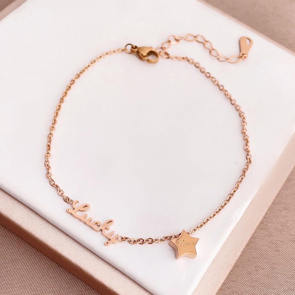 甜甜星 鈦鋼腳鍊 玫瑰金腳鍊 醫療鋼腳鍊 雙層腳鏈 交換禮物 生日禮物 抗過敏腳鍊 不退色腳鍊 星星腳鍊-細節圖5