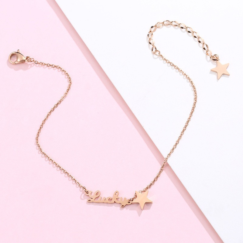 甜甜星 鈦鋼腳鍊 玫瑰金腳鍊 醫療鋼腳鍊 雙層腳鏈 交換禮物 生日禮物 抗過敏腳鍊 不退色腳鍊 星星腳鍊-細節圖8