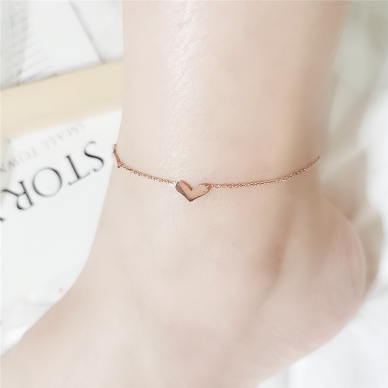 甜甜愛 鈦鋼腳鍊 玫瑰金腳鍊 醫療鋼腳鍊 雙層腳鏈 交換禮物 生日禮物 抗過敏腳鍊 不退色腳鍊 愛心腳鍊-細節圖3