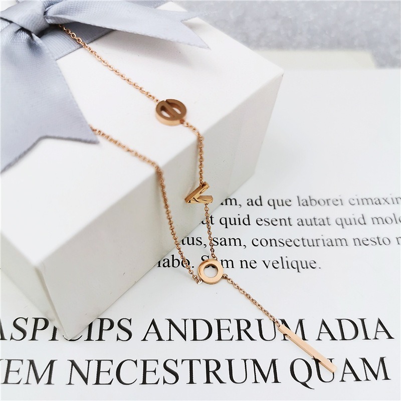 LOVE 鈦鋼腳鍊 玫瑰金腳鍊 醫療鋼腳鍊 雙層腳鏈 交換禮物 生日禮物 抗過敏腳鍊 不退色腳鍊 愛心腳鍊-細節圖4