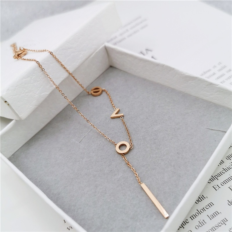 LOVE 鈦鋼腳鍊 玫瑰金腳鍊 醫療鋼腳鍊 雙層腳鏈 交換禮物 生日禮物 抗過敏腳鍊 不退色腳鍊 愛心腳鍊-細節圖6