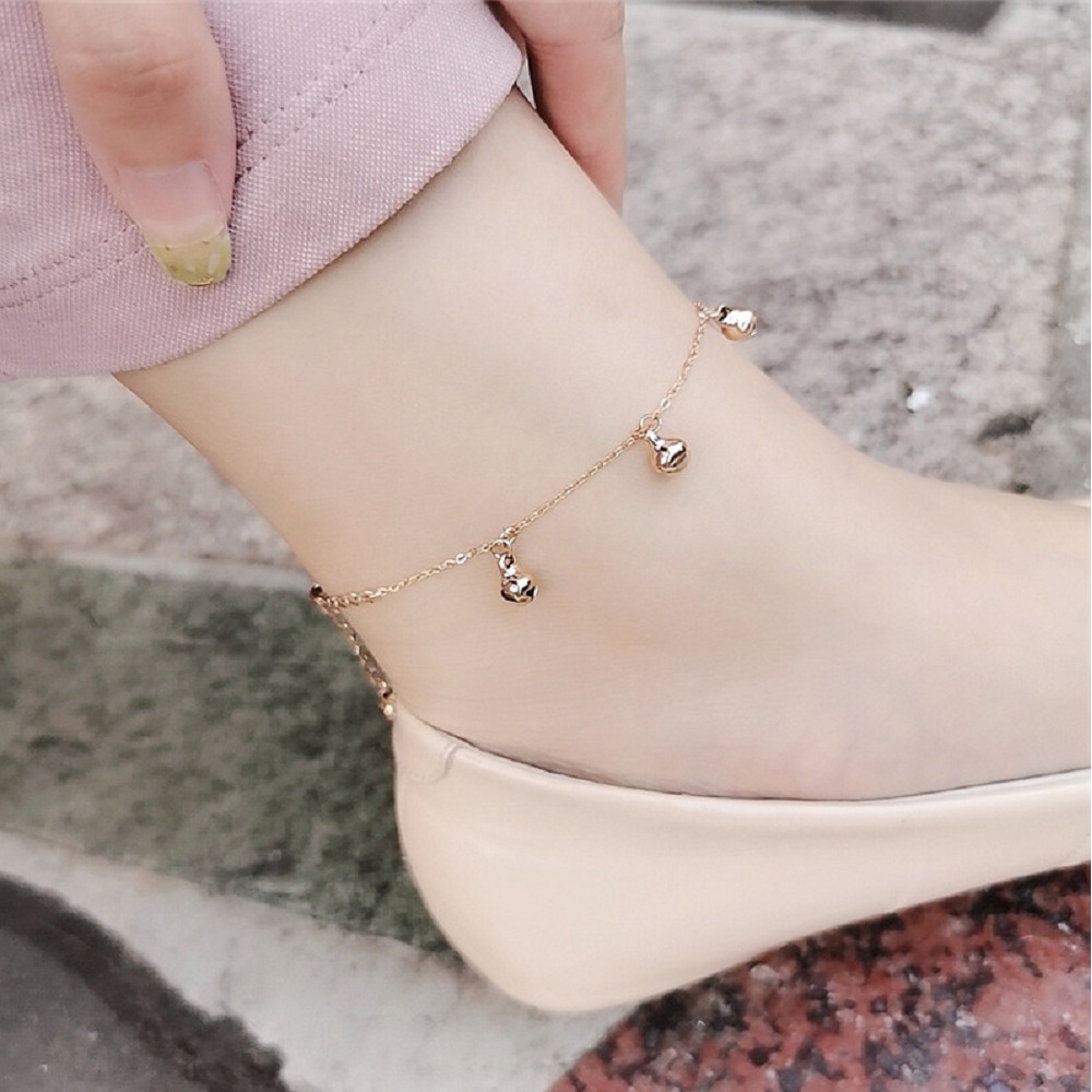悅耳 鈦鋼腳鍊 玫瑰金腳鍊 醫療鋼腳鍊 雙層腳鏈 交換禮物 生日禮物 抗過敏腳鍊 不退色腳鍊 鈴鐺腳鍊-細節圖2