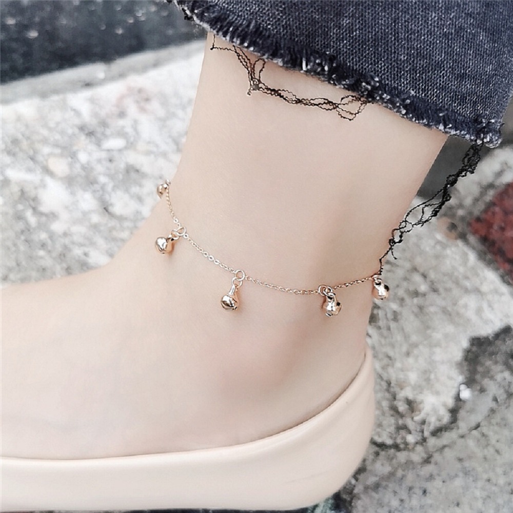 悅耳 鈦鋼腳鍊 玫瑰金腳鍊 醫療鋼腳鍊 雙層腳鏈 交換禮物 生日禮物 抗過敏腳鍊 不退色腳鍊 鈴鐺腳鍊-細節圖4