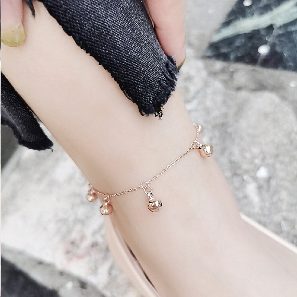 悅耳 鈦鋼腳鍊 玫瑰金腳鍊 醫療鋼腳鍊 雙層腳鏈 交換禮物 生日禮物 抗過敏腳鍊 不退色腳鍊 鈴鐺腳鍊-細節圖5