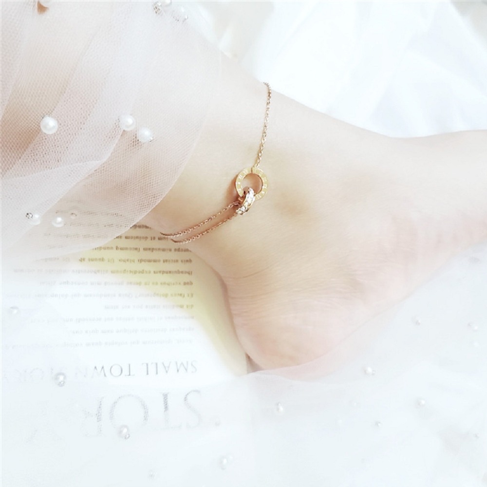 緣滿 鈦鋼腳鍊 玫瑰金腳鍊 醫療鋼腳鍊 雙層腳鏈 交換禮物 生日禮物 抗過敏腳鍊 不退色腳鍊-細節圖2