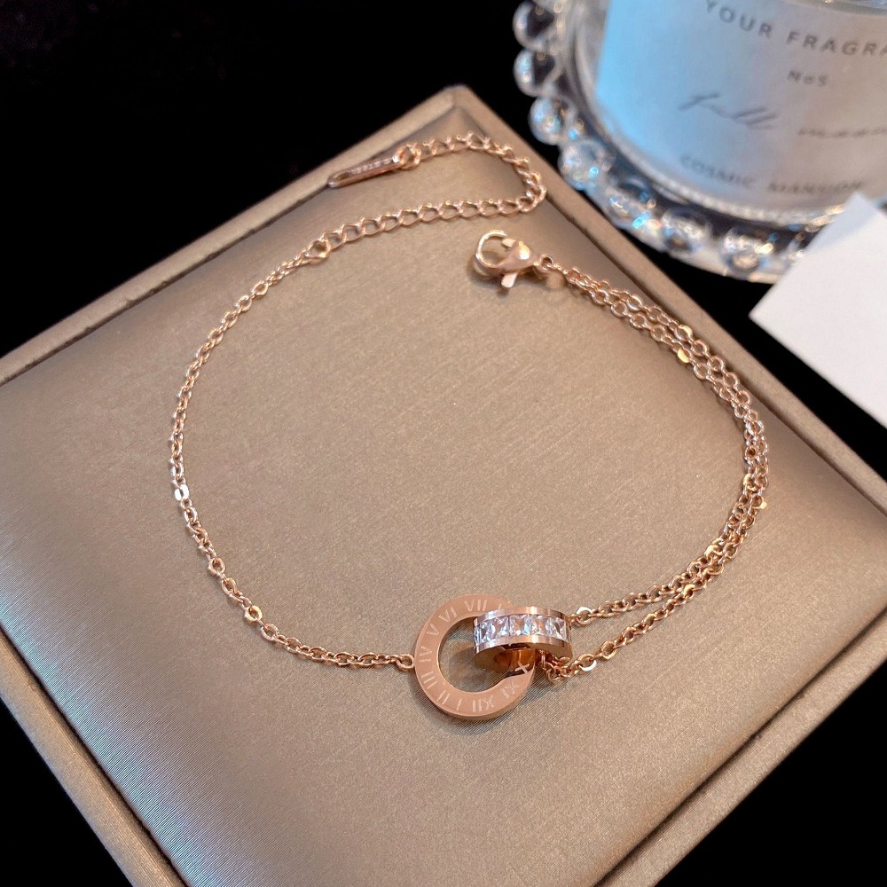 緣滿 鈦鋼腳鍊 玫瑰金腳鍊 醫療鋼腳鍊 雙層腳鏈 交換禮物 生日禮物 抗過敏腳鍊 不退色腳鍊-細節圖4