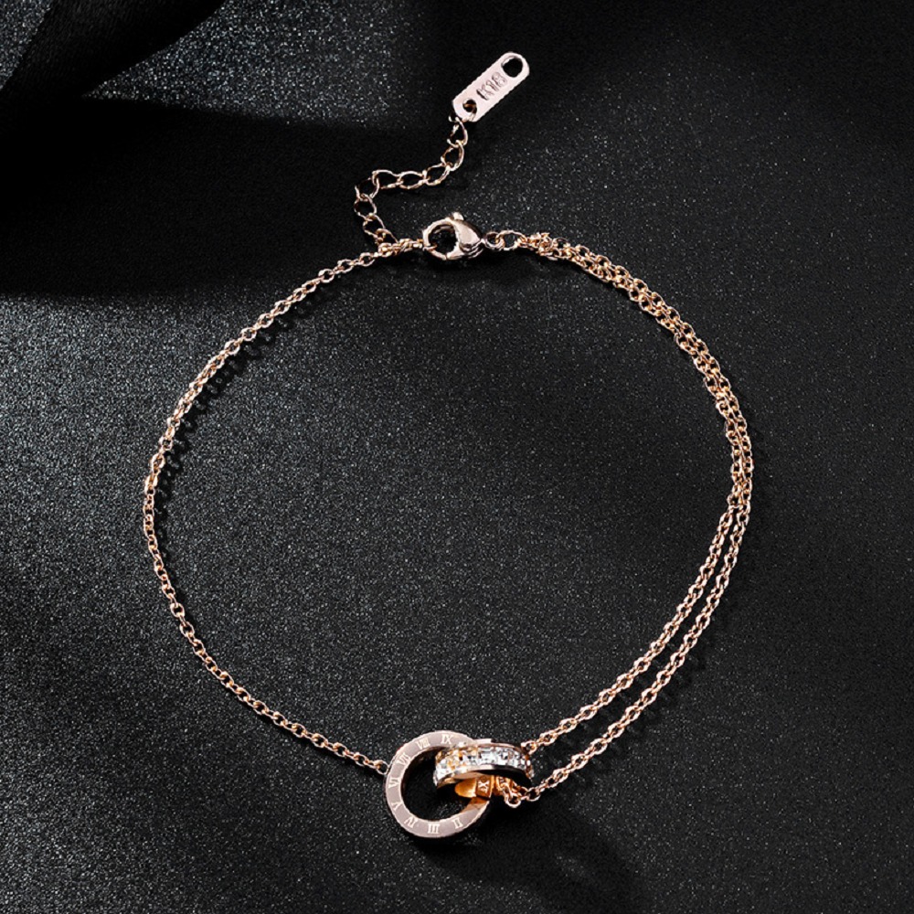 緣滿 鈦鋼腳鍊 玫瑰金腳鍊 醫療鋼腳鍊 雙層腳鏈 交換禮物 生日禮物 抗過敏腳鍊 不退色腳鍊-細節圖5