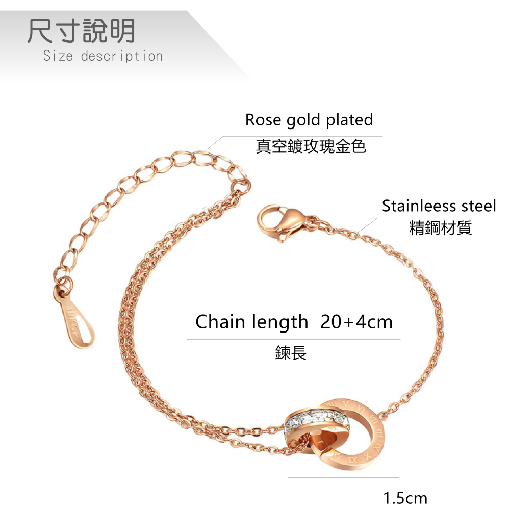緣滿 鈦鋼腳鍊 玫瑰金腳鍊 醫療鋼腳鍊 雙層腳鏈 交換禮物 生日禮物 抗過敏腳鍊 不退色腳鍊-細節圖8