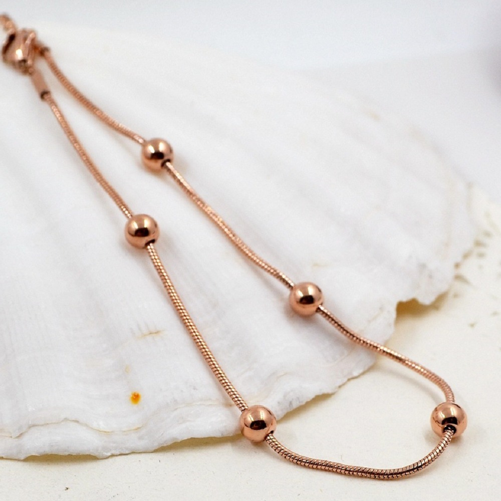 成全 鈦鋼腳鍊 玫瑰金腳鍊 醫療鋼腳鍊 精品腳鏈 交換禮物 生日禮物 抗過敏腳鍊 不退色腳鍊 圓珠腳鍊-細節圖7