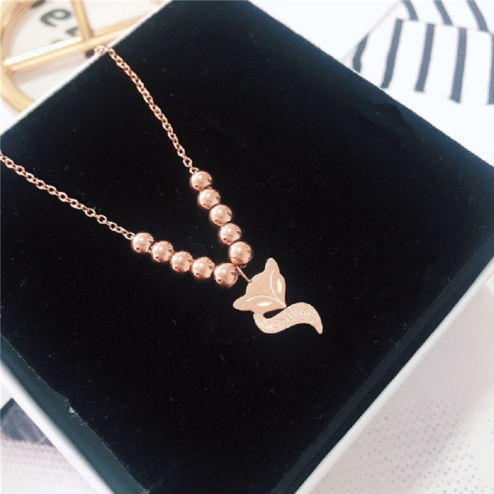 狐狸 鈦鋼腳鍊 玫瑰金腳鍊 醫療鋼腳鍊 精品腳鏈 交換禮物 生日禮物 抗過敏腳鍊 不退色腳鍊 圓珠腳鍊-細節圖2