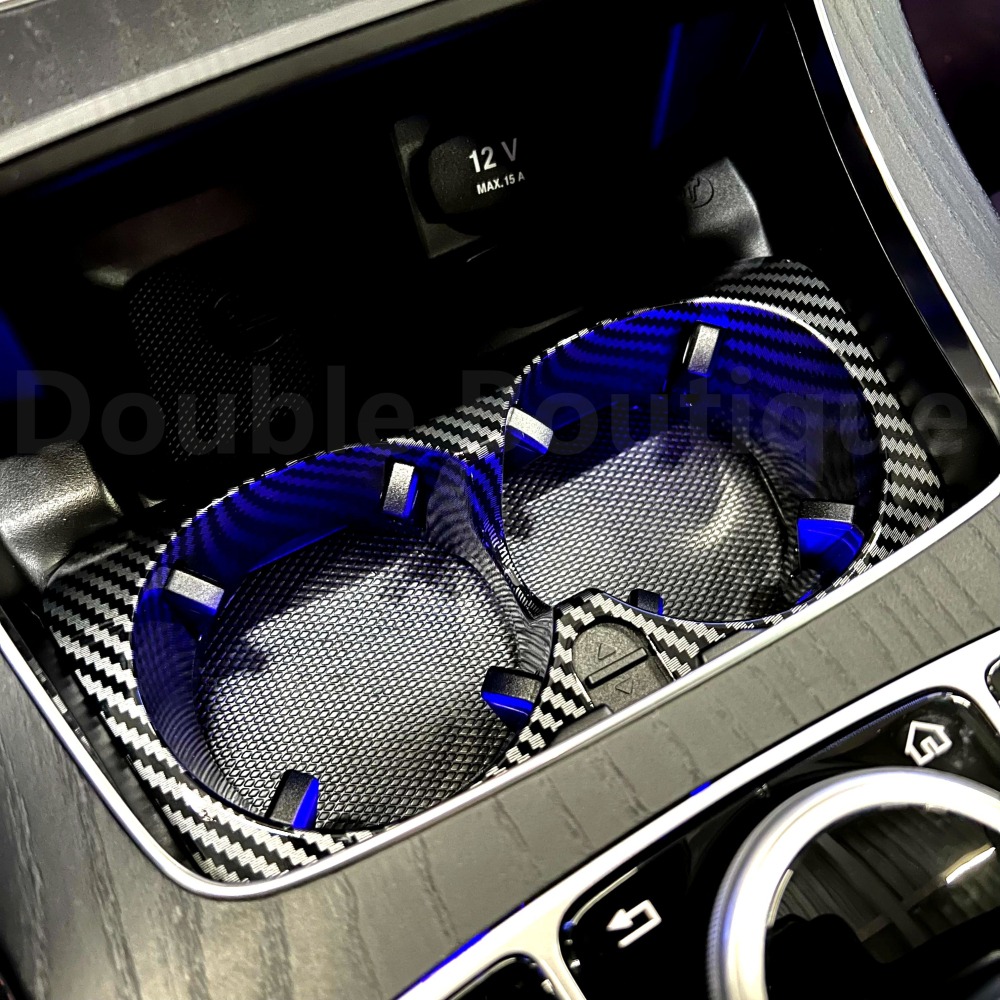 DB 快速出貨! 賓士 BENZ 碳纖紋 置杯架 杯架 W205 W213 X253 C300 E300 GLC300-細節圖9