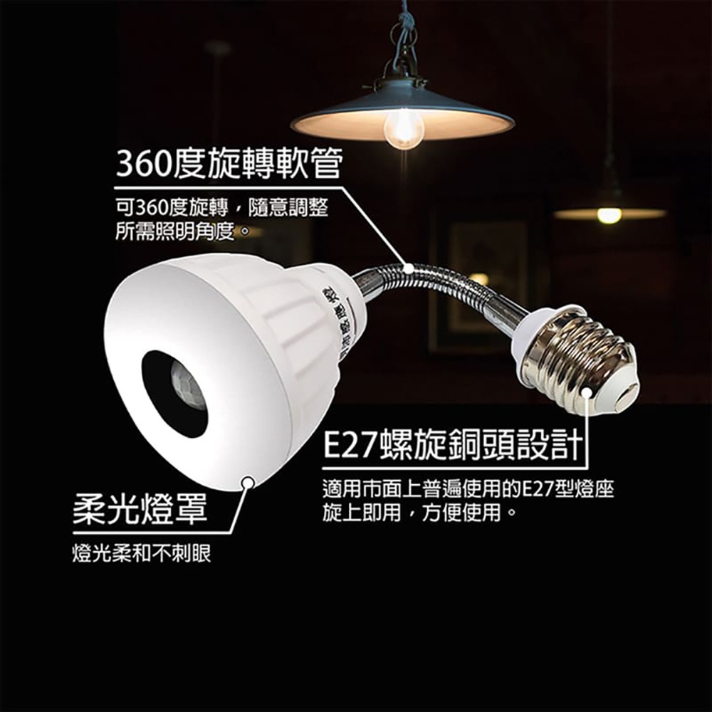 【明沛】5W LED紅外線感應燈-E27彎管型-紅外線感應-人來即亮 人走即滅-MP4879-細節圖3