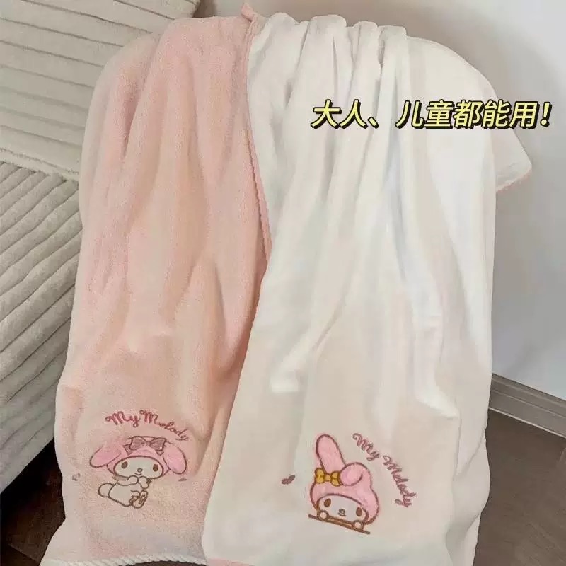 三麗鷗 庫洛米 美樂蒂 玉桂狗 浴巾 毛巾 乾髮帽 三件套-細節圖4