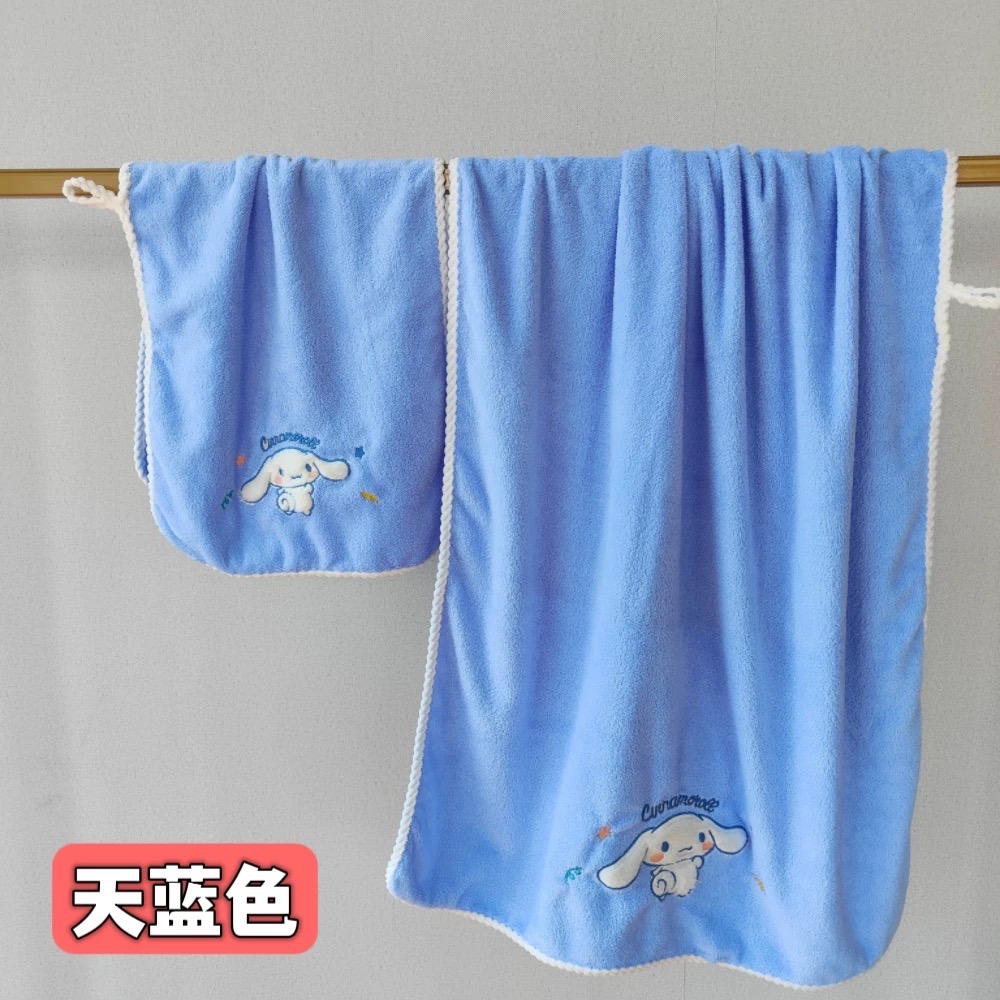 三麗鷗 庫洛米 美樂蒂 玉桂狗 浴巾 毛巾 乾髮帽 三件套-細節圖9