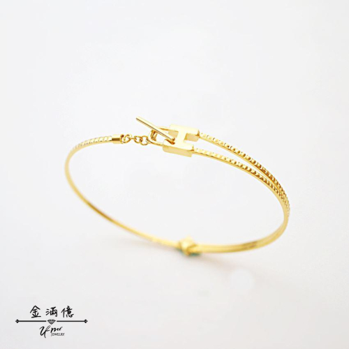 黃金手環【H字母T扣設計】 半手環半手鍊式 999純金金飾