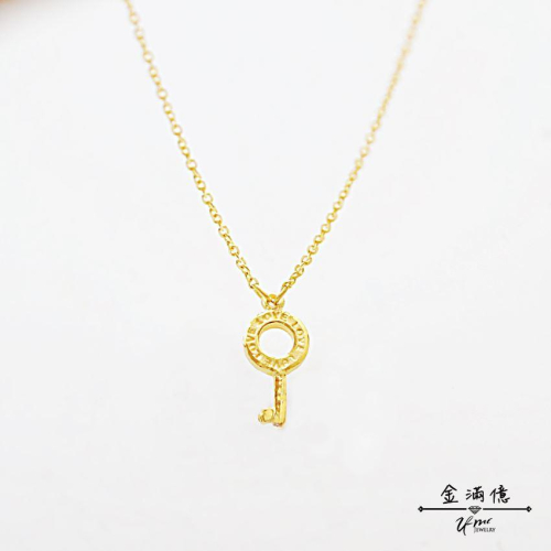黃金小套鍊【金鑰匙】鑰匙造型 可當鎖骨鍊 女生黃金項鍊 純金項鍊(ISD_317)