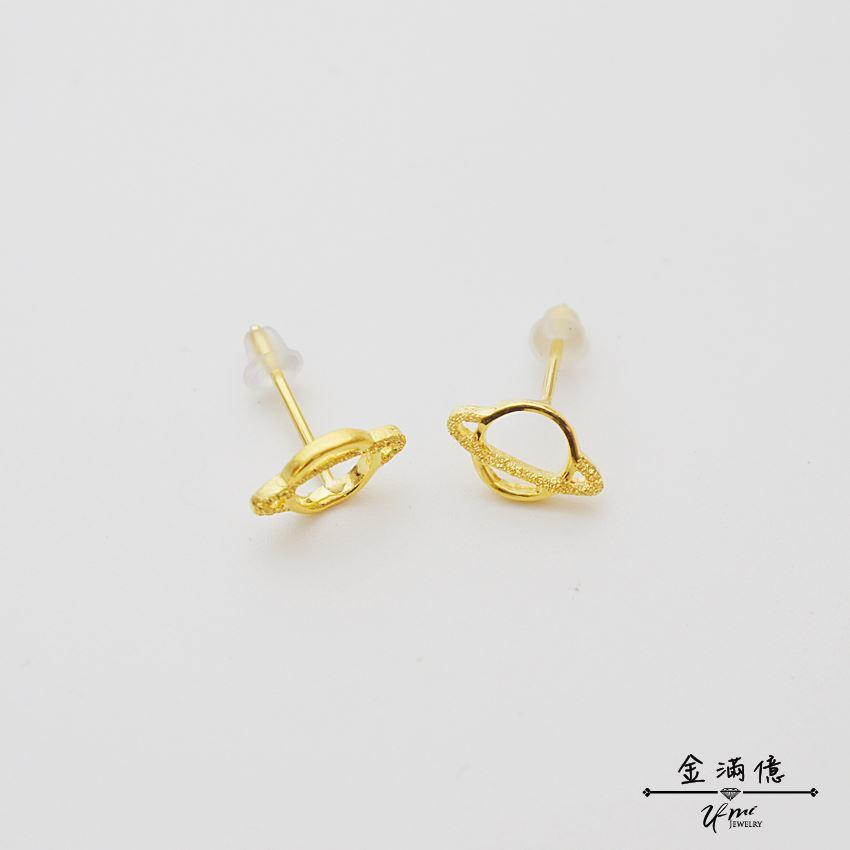 純金耳環【小星球】耳針式 黃金造型女生耳環 9999純金-細節圖2