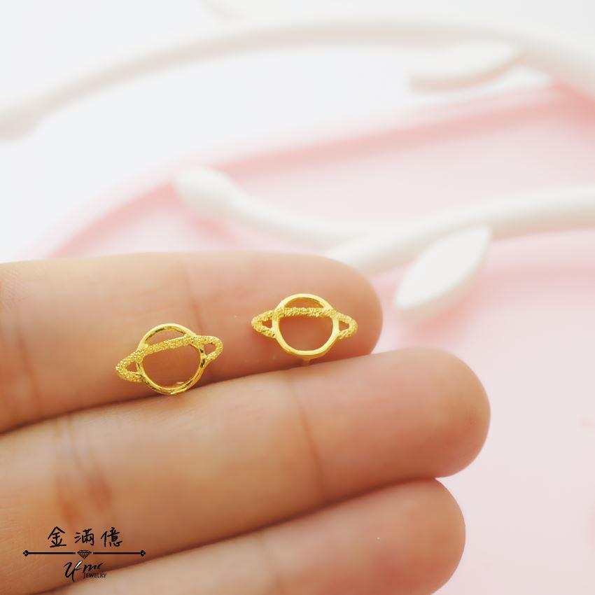 純金耳環【小星球】耳針式 黃金造型女生耳環 9999純金-細節圖3