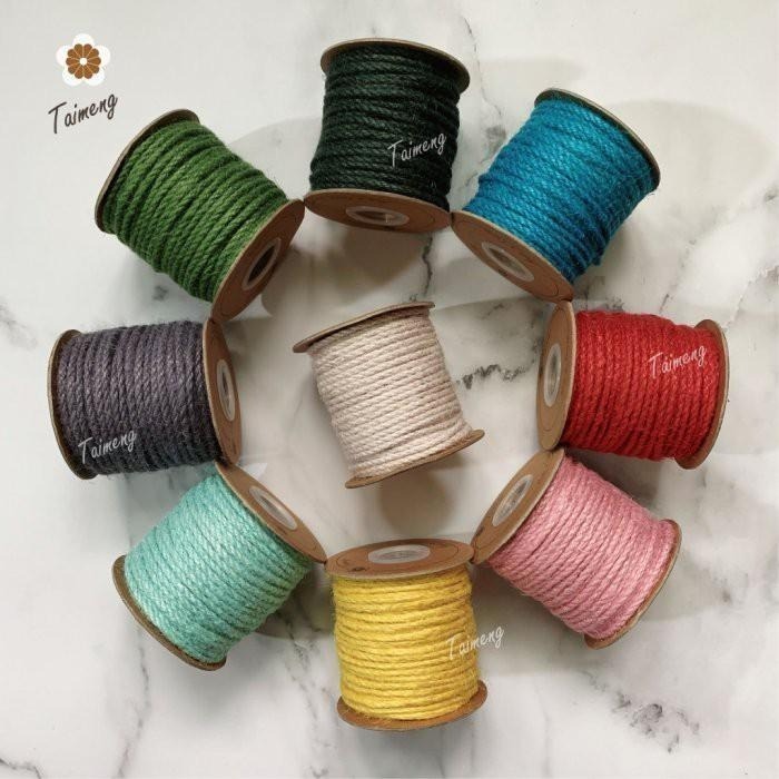 台孟牌 染色 粗 麻繩 3mm 25色 台灣製造 彩色 黃麻 毛線 麻紗 杯套 編織 園藝材料 植物 苔球 鹿角蕨 上板-細節圖2