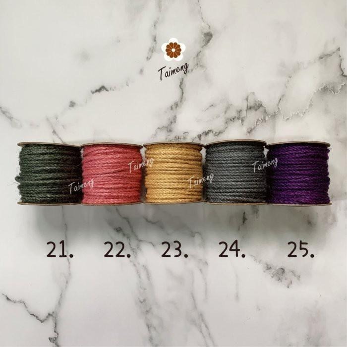 台孟牌 染色 粗 麻繩 3mm 25色 大包裝 台灣製造 彩色 黃麻 毛線 麻紗 編織 園藝材料 植物 苔球 鹿角蕨上板-細節圖5
