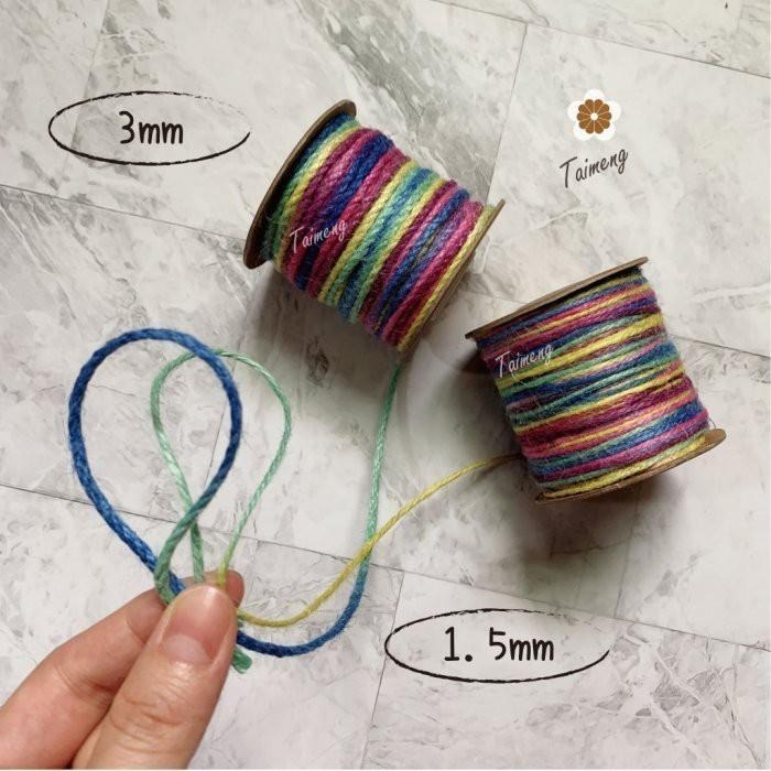 台孟牌 五彩漸層 麻繩 1.5mm 3mm 台灣製造 彩色 黃麻 毛線 麻紗 編織 園藝 苔球 鹿角蕨 上板 麻線 天然-細節圖6