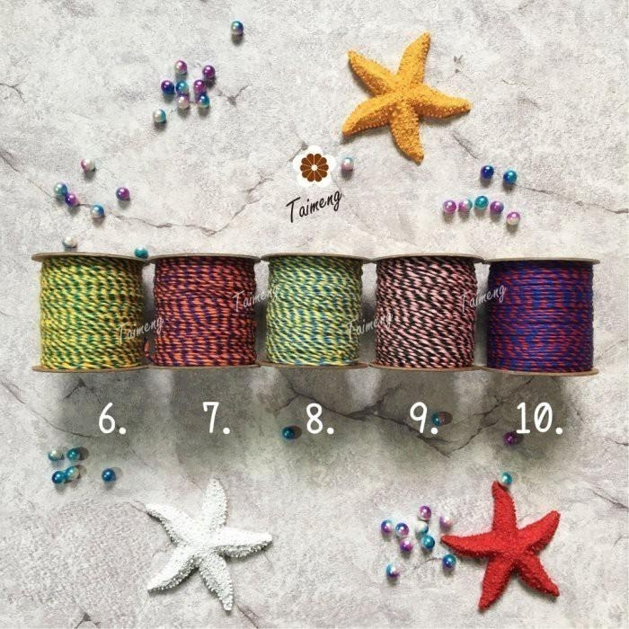 台孟牌 雙色繩 1.5mm 15色 台灣製造 幸運繩 撞色 棉線 棉繩 肉粽線 粽子繩 兩股線 2股繩 二股棉 編織小花-細節圖4