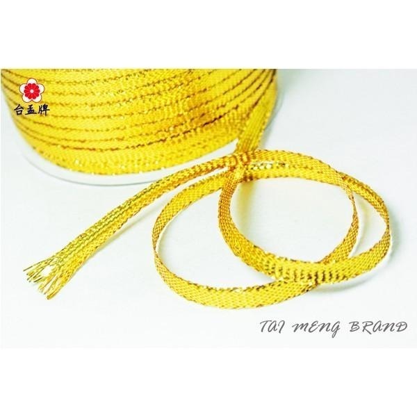 台孟牌 3mm 無彈性 金蔥 扁繩 台灣製造 金色扁帶 金線束帶 中秋 禮品禮盒 包裝 金屬繩 扁狀 吊牌 吊卡 鳳梨酥-細節圖3