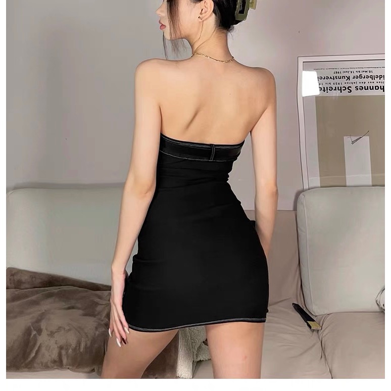 歐美抹胸包臀連身裙-細節圖3