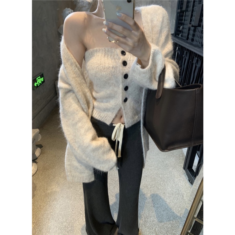 ￼軟針織抹胸+罩衫套裝-細節圖2