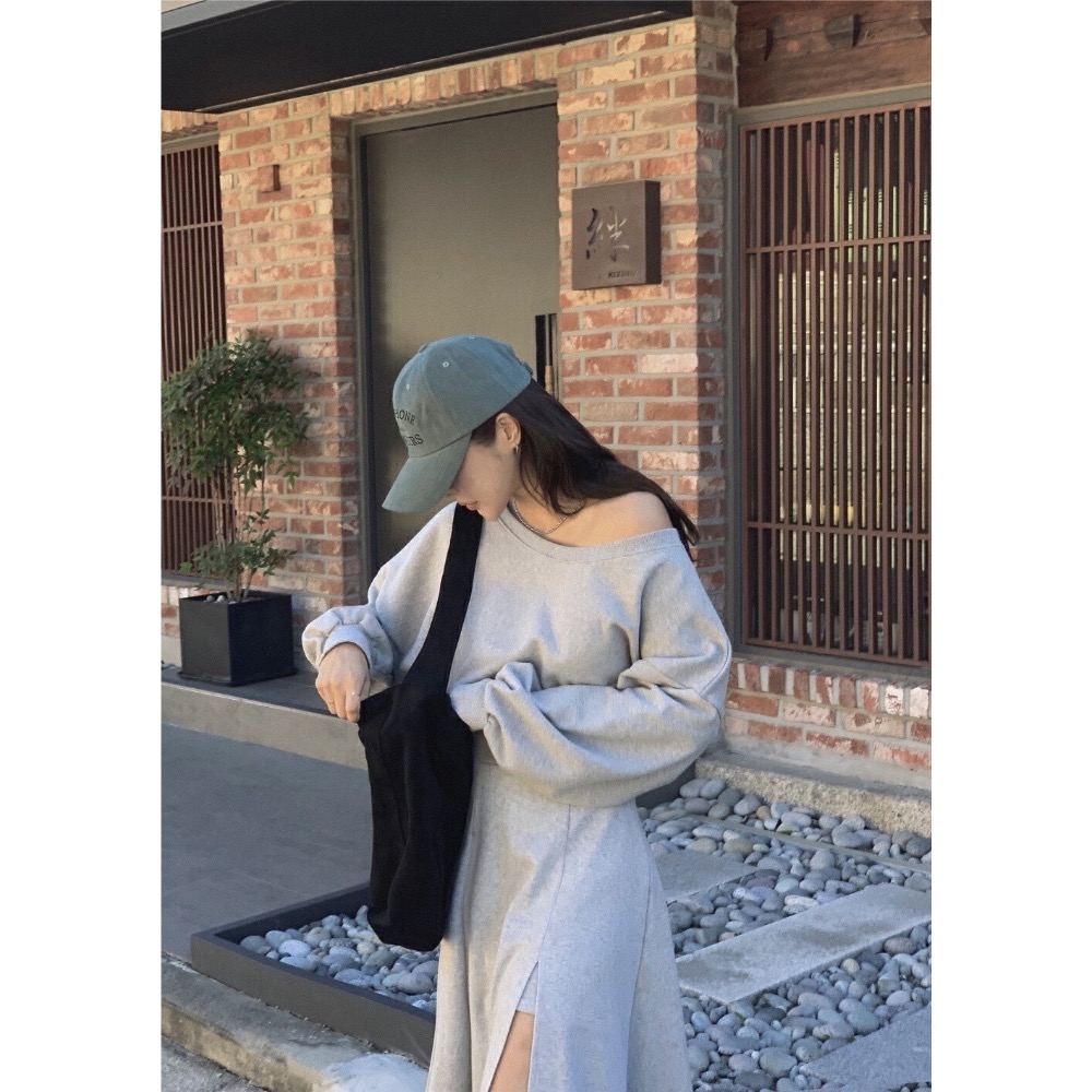 氣質斜肩棉質套裝-細節圖3