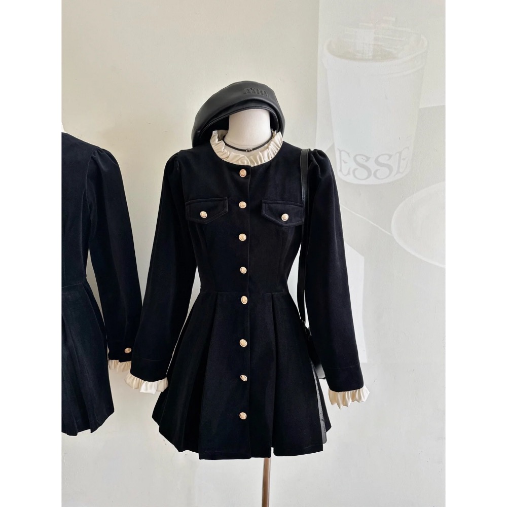 公主復古絲絨連身裙-細節圖4