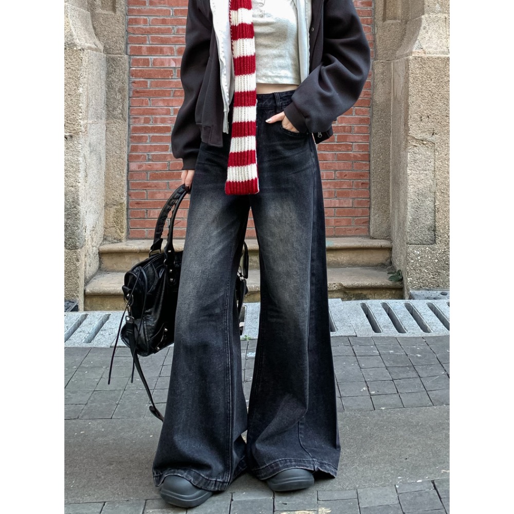 美式復古水洗寬褲-細節圖2