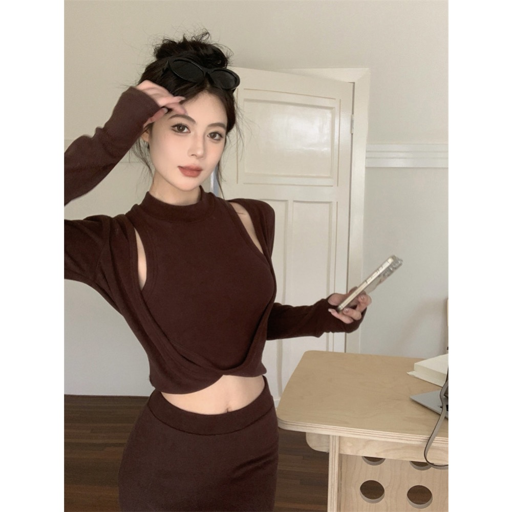 設計感氣質魚尾裙套裝-細節圖2