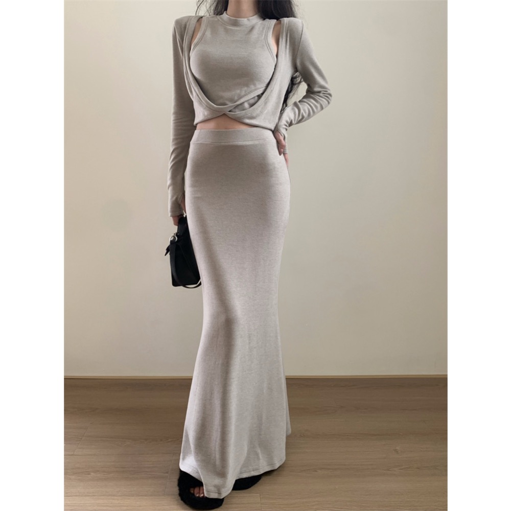 設計感氣質魚尾裙套裝-細節圖6