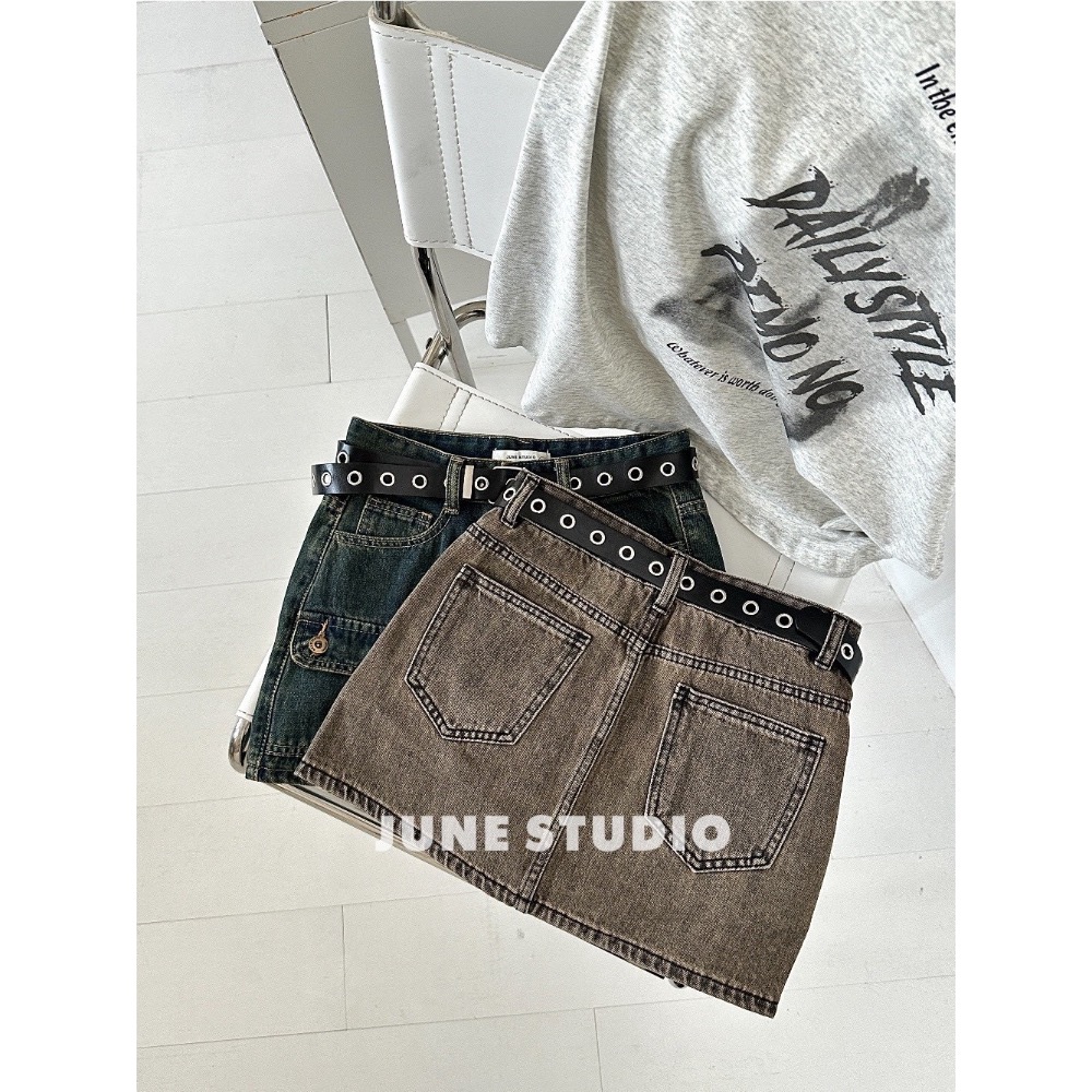 工裝酷帥牛仔裙-細節圖2