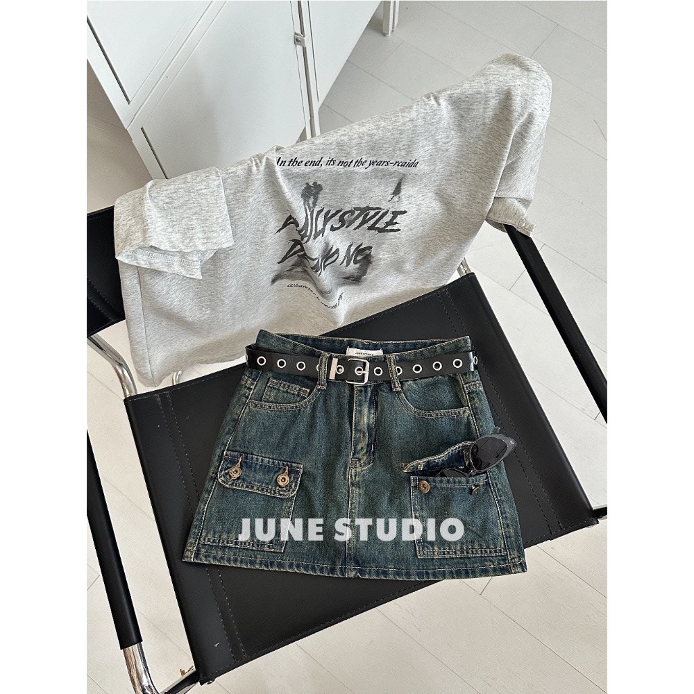 工裝酷帥牛仔裙-細節圖4