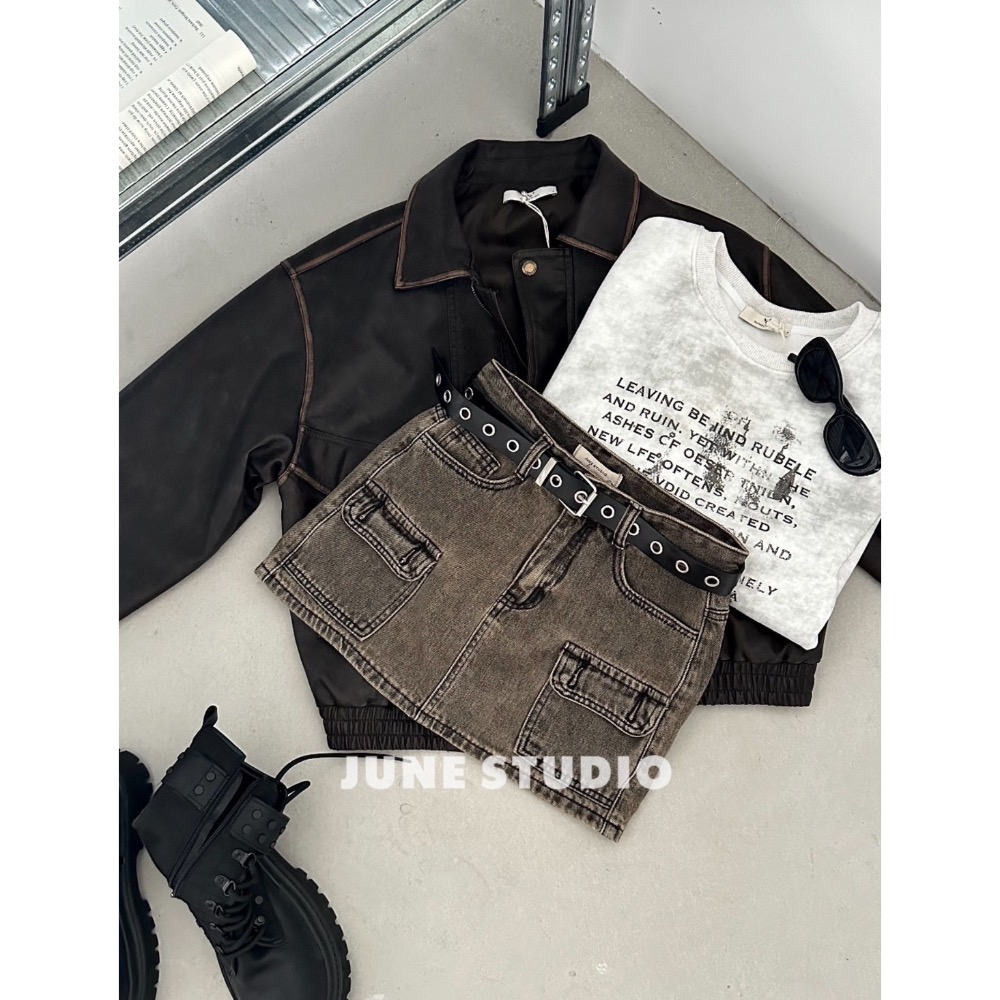 工裝酷帥牛仔裙-細節圖5