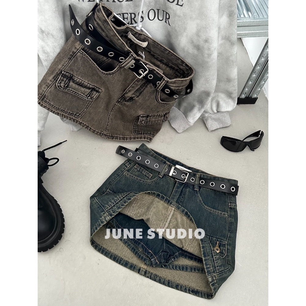 工裝酷帥牛仔裙-細節圖6