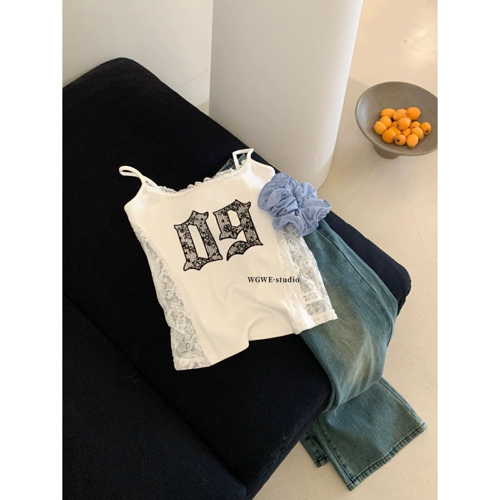 側腰拼接蕾絲吊帶背心-細節圖2