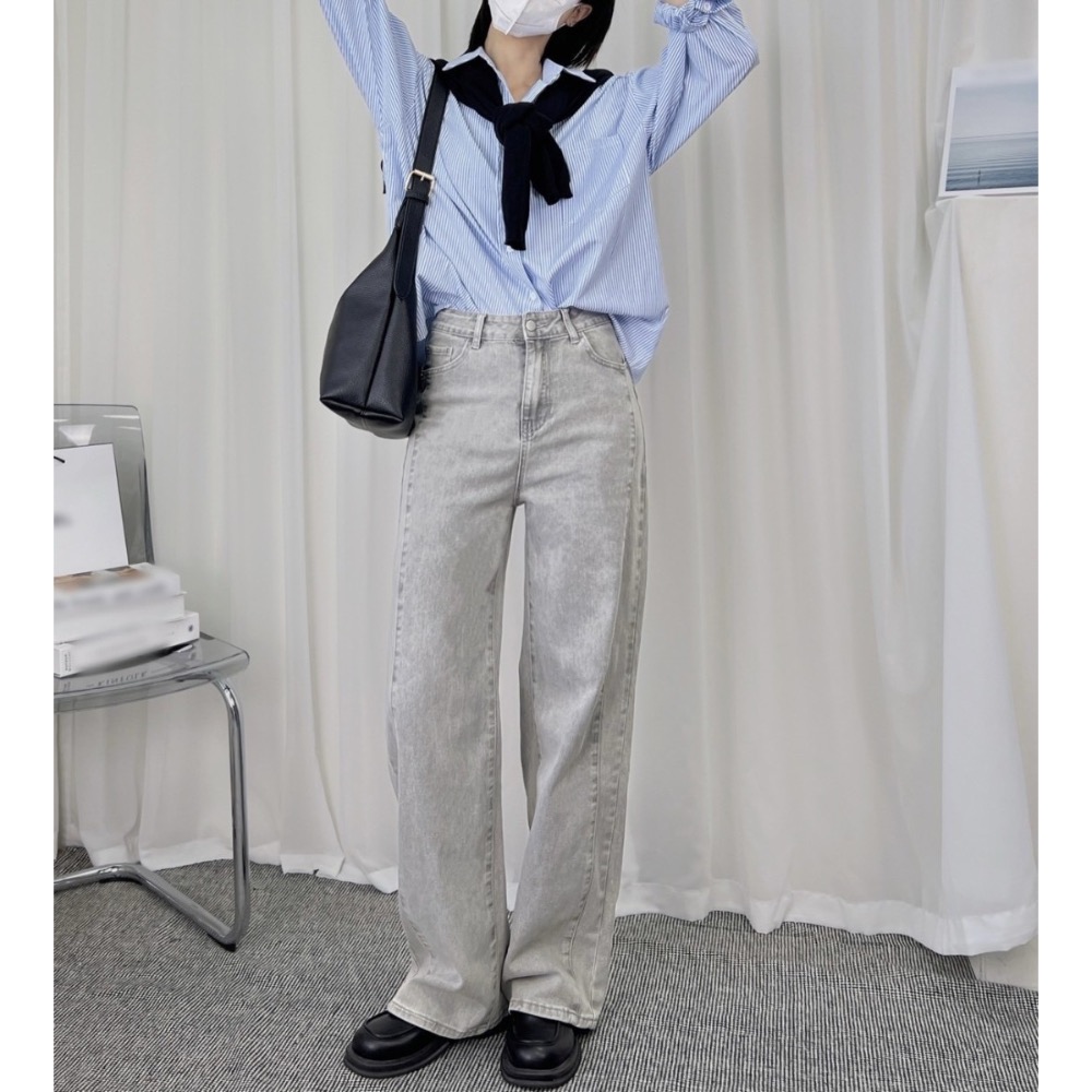 淺灰超修飾臀部牛仔褲-細節圖2