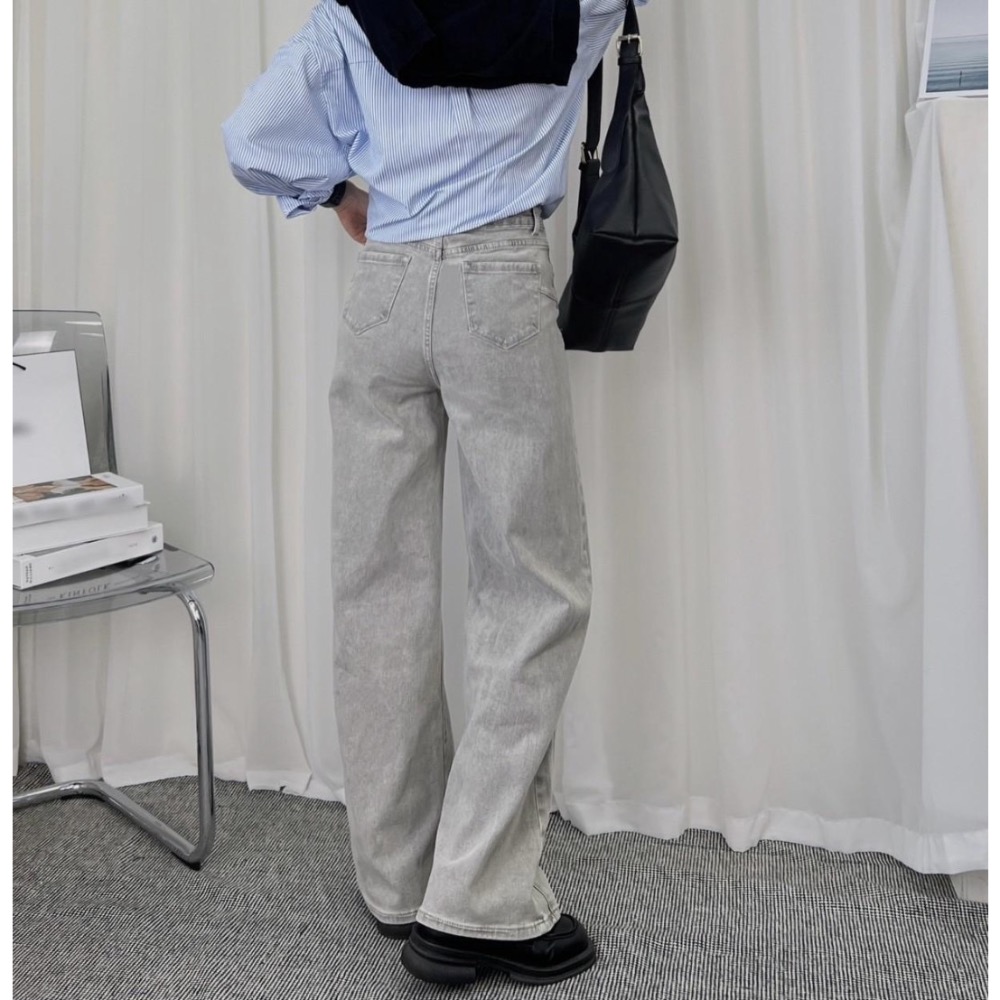 淺灰超修飾臀部牛仔褲-細節圖3