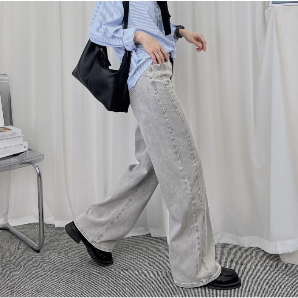 淺灰超修飾臀部牛仔褲-細節圖4