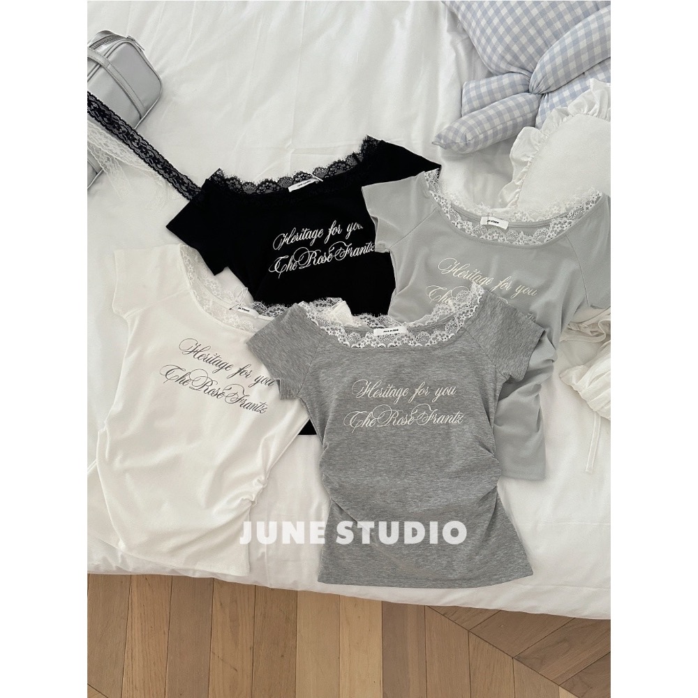 甜辣風蕾絲字母上衣-細節圖2