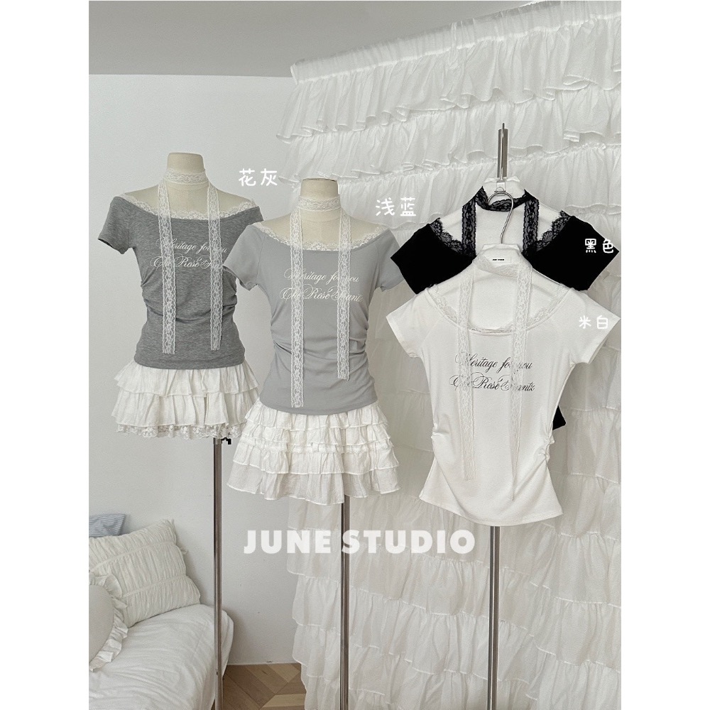 甜辣風蕾絲字母上衣-細節圖3