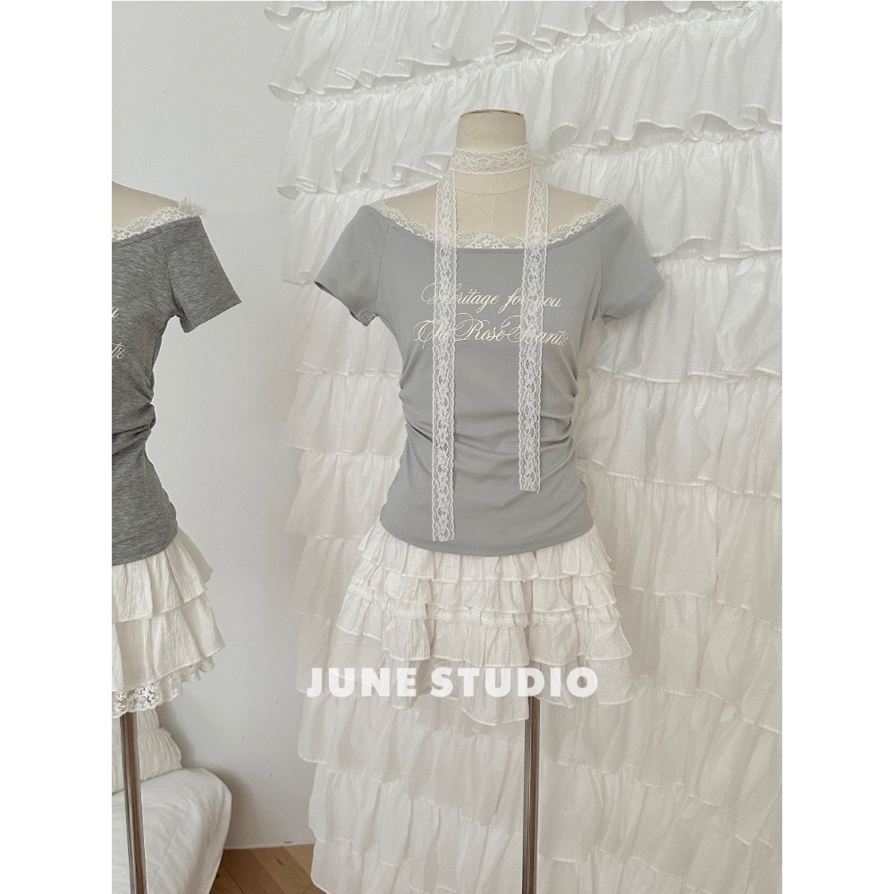 甜辣風蕾絲字母上衣-細節圖4