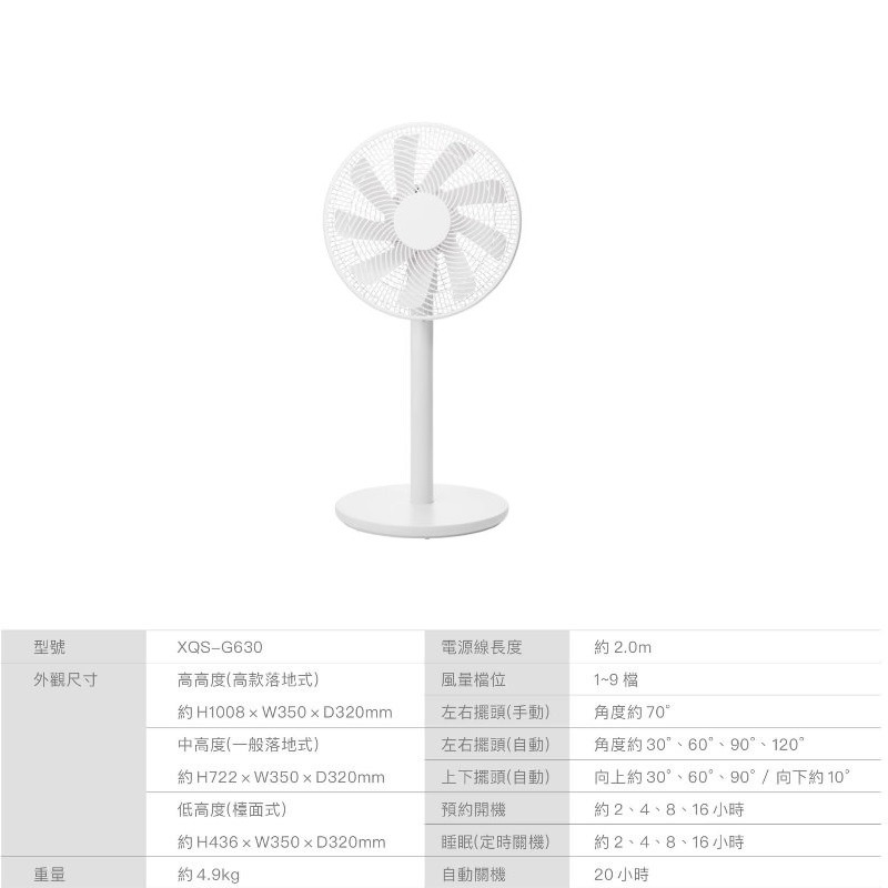 正負零 ±0 XQS-G630 3D直流循環風扇 官方指定經銷 復古風扇 電扇 立扇 循環扇  原廠公司貨-細節圖10