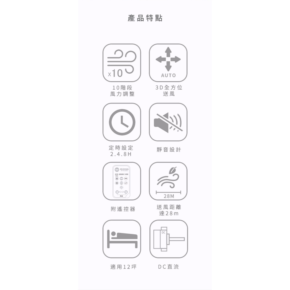 IRIS PCF-SDC15T 空氣對流循環扇 DC直流馬達 適用12坪-細節圖3