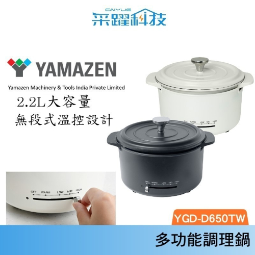 【贈循環扇】日本 YAMAZEN 山善 YGD-D650TW 多功能調理鍋