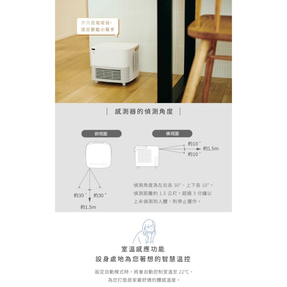 Siroca SH-CF1510 感應式陶瓷電暖器 熱風、送風功能-細節圖5