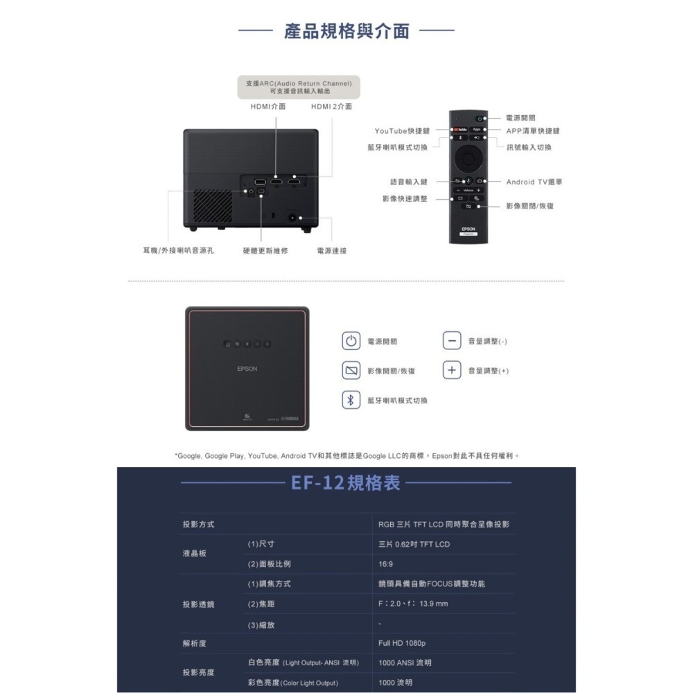 【贈收納包】EPSON 自由視移動光屏 3LCD雷射便攜投影機 EF-12 支援藍芽-細節圖10